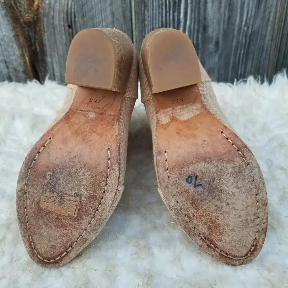 Rag & Bone Newbury Ankle Boot Size 7.5 Rear Zip Tan Canvas High Heeled Bootie